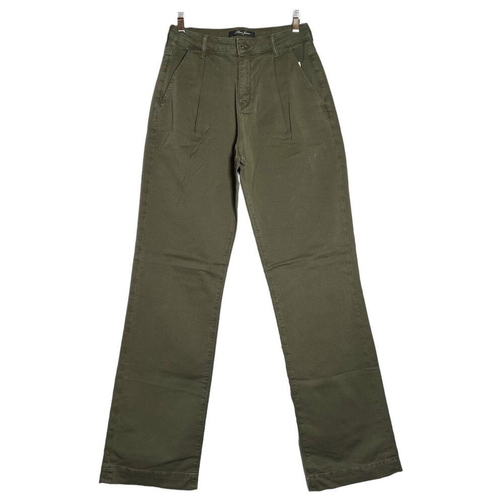 NEW MAVI JEANS High Waisted Pleated Chino SIZE 27 x 34 Green Straight Pant NWT